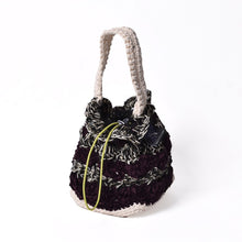 画像をギャラリービューアに読み込む, Vitelli / CROCHET ACCORDIAN BAG WITH SQUARE BASE / BLACK AND RAISIN