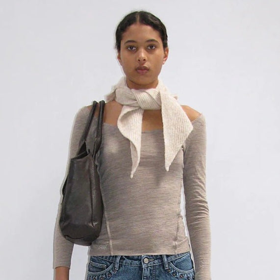 Paloma wool PAULI バラクラバ Coucou-grey warm knitted bonnet with a wide tie to wear