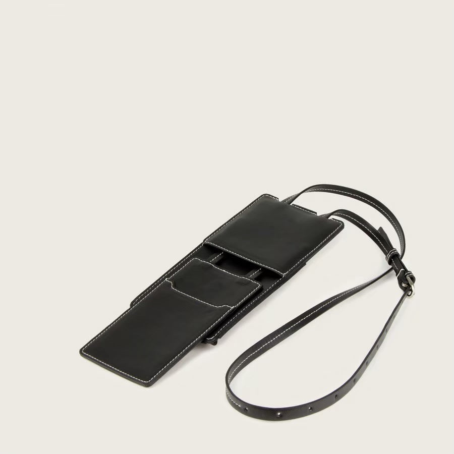 SAGAN Vienna / MODULAR PHONE CARD CASE / BLACK GRAPE LEATHER 