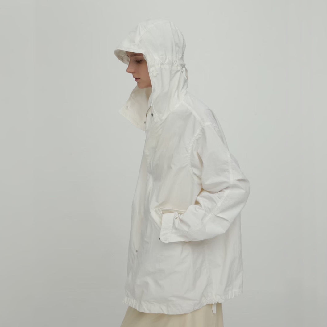 UNDECORATED / Recycle Nylon Anorak Jacket / WHITE